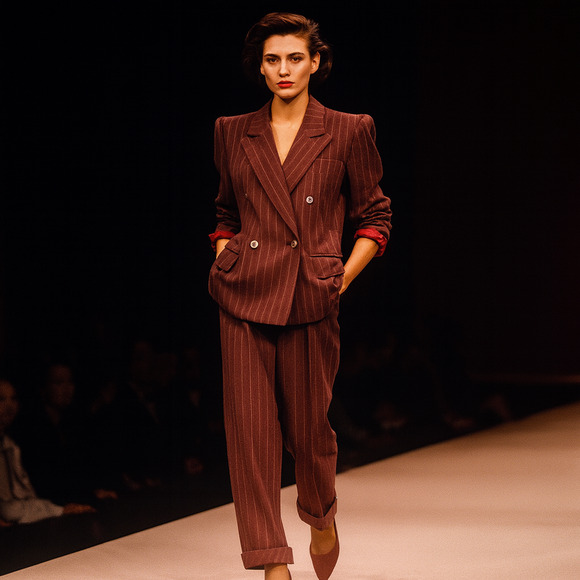 vintage Saint Laurent 80s Pantsuit Blazer pant set Burgundy Wool Double breast - Picture 1 of 16